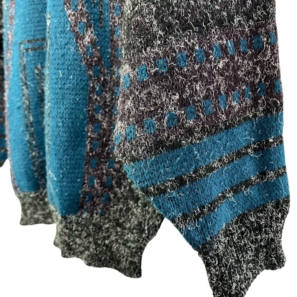 ZEPPELIN Vintage Blue & Charcoal Gray Pullover Long Sleeve Sweater Chunky Knit M - Picture 7 of 16